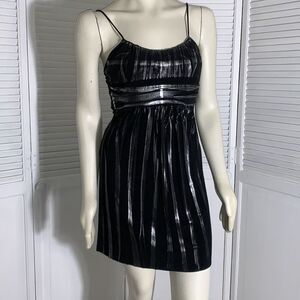 Vintage 90’s Y2K Black Empire Waist Metallic Party Dress Size Small